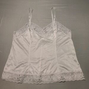 Vintage White Lace Nylon Camisole Coquette Y2K Cottagecore Romantic Lingerie